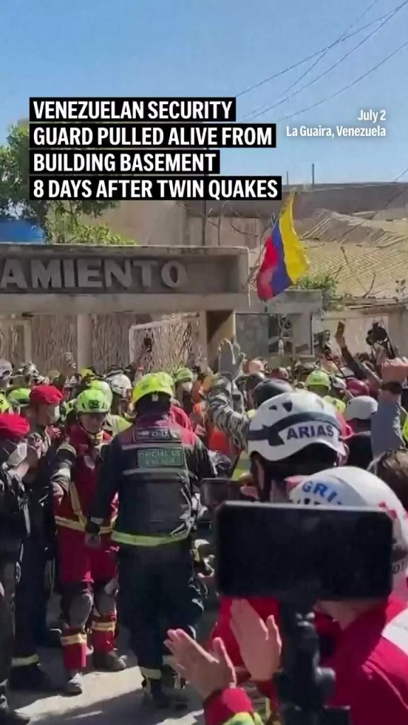 Resgate milagroso: agente de seguranca sobrevive quase 200 horas sob escombros na Venezuela apos terremotos