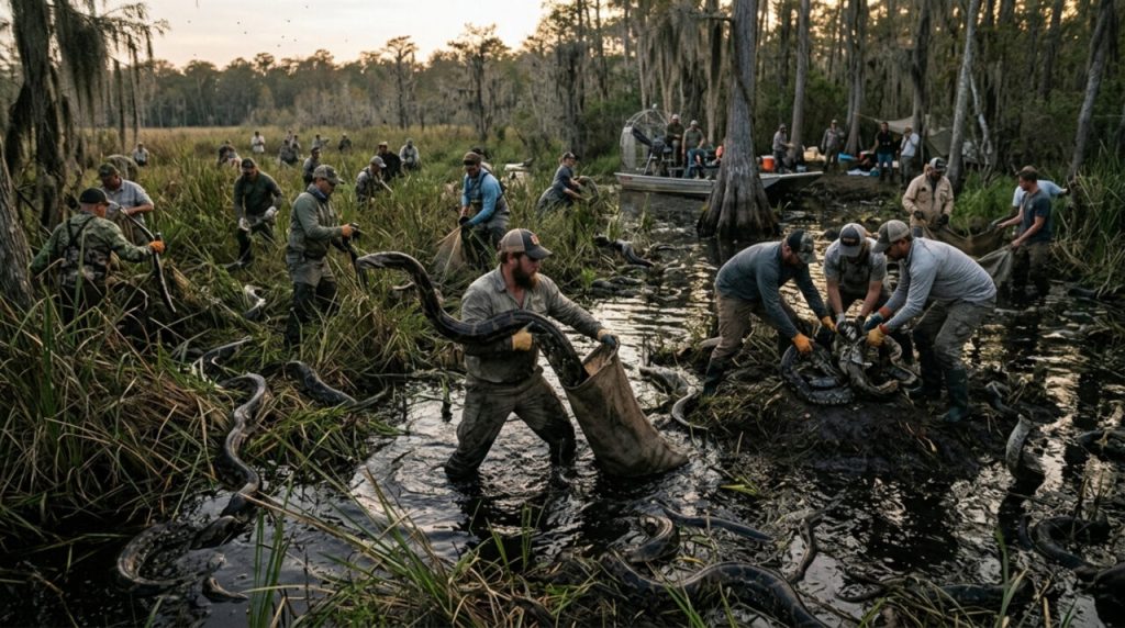 Flórida mobiliza quase mil caçadores e distribui prêmios para frear praga de pítons nos Everglades